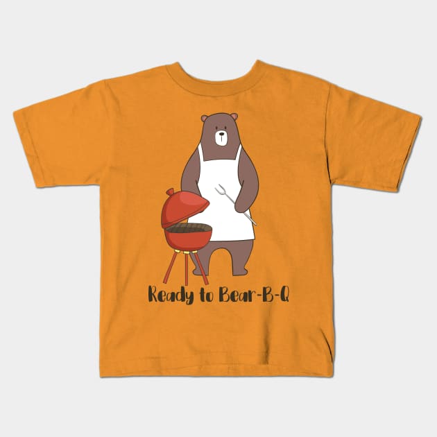 Ready to Bear-B-Q, Funny BBQ Bear Kids T-Shirt by Dreamy Panda Designs